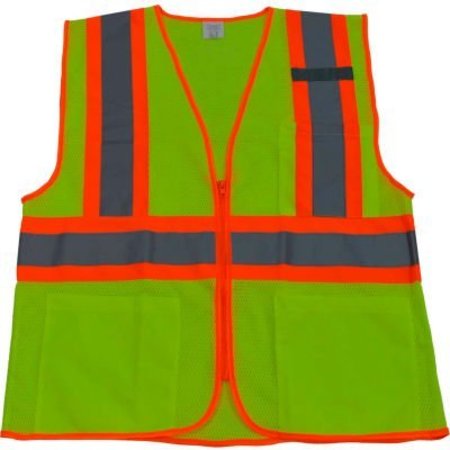PETRA ROC INC Petra Roc Two Tone DOT Safety Vest, ANSI Class 2, Polyester Mesh, Lime/Orange, 4XL/5XL LVM2-CB1-4X/5X
